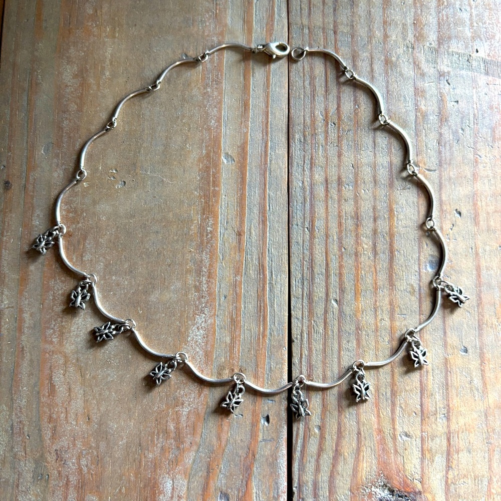 Vintage Silver Choker Necklace with Butterfly 🦋 Charms